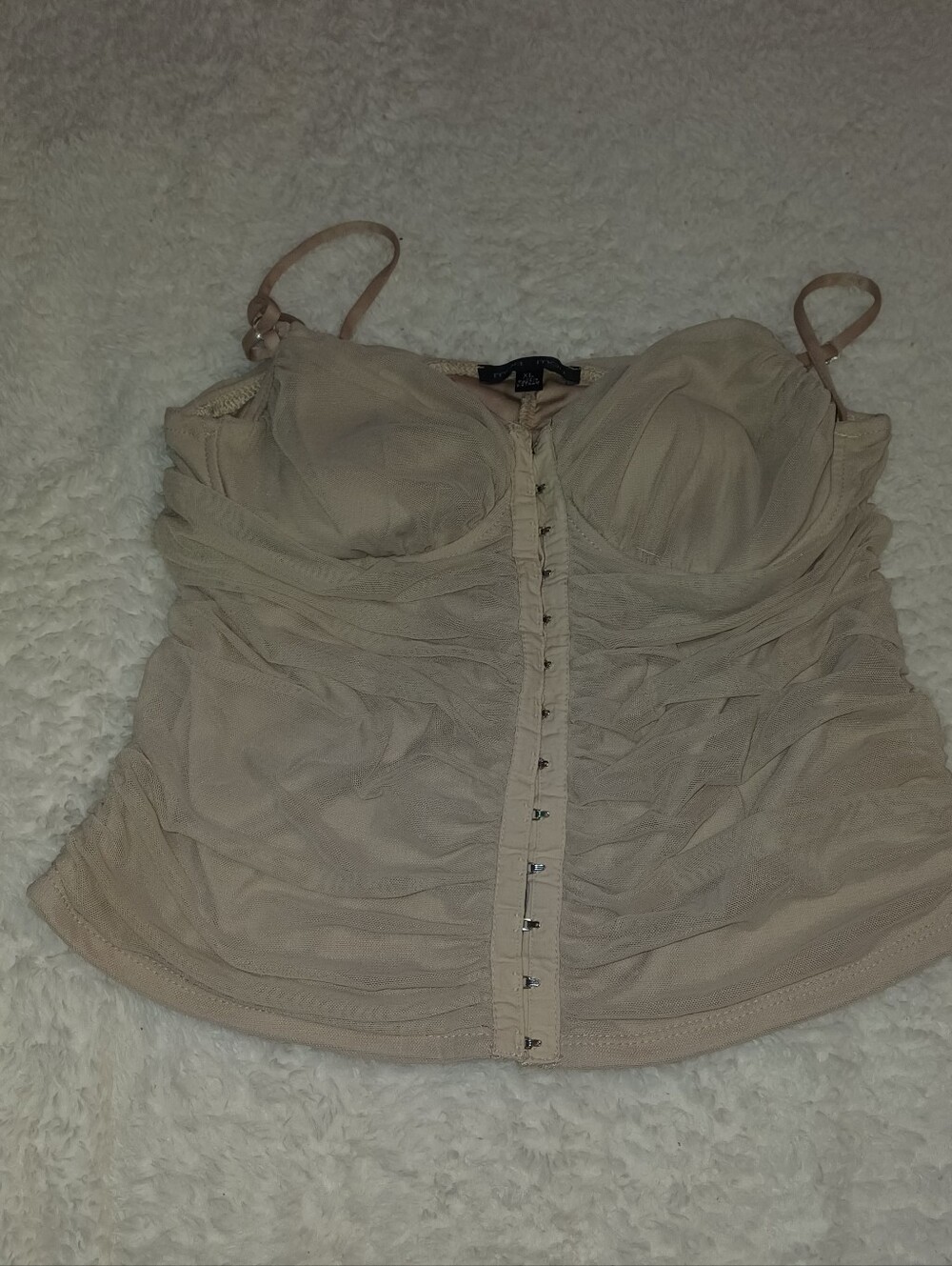 Moa Moa Nude Mesh Corset Bustier Top with Padded Cups Size XL